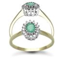 9ct Yellow Gold 0.12ct Diamond & Emerald Ring