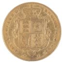 1853 Victoria Young Head UK Half Sovereign Coin