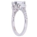 9ct White Gold 1.80ct Emerald and Brilliant Cut Lab Grown Diamond Trilogy Ring