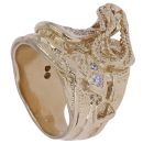 9ct Yellow Gold Cubic Zirconia Patterned Saddle Ring