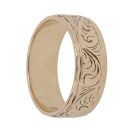 9ct Yellow Gold Patterned Twirls Wedding Band 6mm