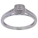 9ct White Gold 0.25ct Princess and Brilliant Cut Diamond Cluster Ring