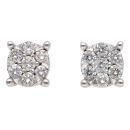 14ct White Gold 0.80ct Brilliant Cut Diamond Cluster Stud Earrings