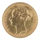 1883 Victoria Young Head Shield Back UK Half Sovereign Coin