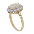 18ct Yellow Gold 0.25ct Single Cut Diamond and Opal Cluster Ring