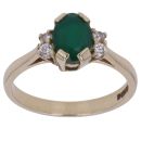 9ct Yellow Gold Cubic Zirconia and Chalcedony Ring