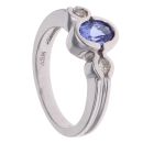 14ct White Gold 0.15ct Diamond and Tanzanite Three Stone Ring