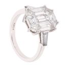 Platinum 2.59ct Pie Baguette Cut Fancy Diamond Ring