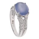 14ct White Gold 0.05ct Diamond And Blue Chalcedony Ring