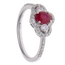 18ct White Gold 0.30ct Brilliant Cut Diamond and Ruby Cluster Ring