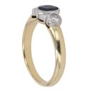 18ct Yellow Gold 0.20ct Oval and Brilliant Cut Diamond and Sapphire Three Stone Ring