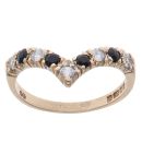 9ct Yellow Gold Cubic Zirconia and Sapphire Wishbone Ring