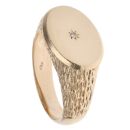 9ct Yellow Gold 0.02ct Diamond Patterned Signet Ring