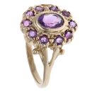 9ct Yellow Gold Amethyst Cluster Ring