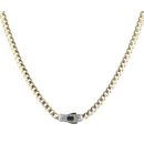 14ct Yellow Gold Monaco Classic Baguette Pave Lock Curb Chain 18"