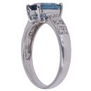 9ct White Gold 0.25ct Brilliant Cut Diamond and Blue Topaz Solitaire Ring