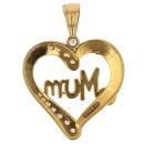 22ct Yellow Gold Cubic Zirconia Heart Mum Pendant