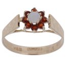 9ct Yellow Gold Garnet and Opal Cluster Ring