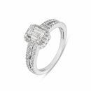9ct White Gold 1.00ct Emerald Cut Lab Grown Diamond Halo Engagement Ring