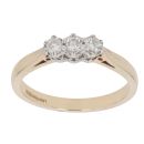 9ct Yellow Gold 0.25ct Brilliant Cut Diamond Trilogy Ring
