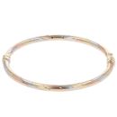 9ct Yellow, White and Rose Gold Twist Hinged Bangle