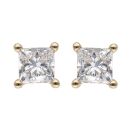 9ct Yellow Gold 1.00ct Princess Cut Lab Grown Diamond Solitaire Earrings