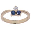 18ct Yellow Gold 0.10ct Diamond and Sapphire Trefoil Ring