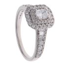 Platinum 1.15ct Brilliant and Emerald Cut Diamond Cluster Ring