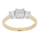 18ct Yellow Gold Est 1.23cts Princess Cut Diamond Trilogy Ring by Anya Belle