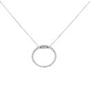 18ct White Gold 0.60ct Brilliant Cut Diamond Circle Pendant and Chain 18"