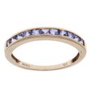 9ct Yellow Gold Blue Gemstone Half Eternity Ring