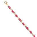 9ct Yellow Gold Cubic Zirconia and Ruby Bracelet 7"