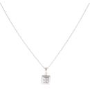 9ct White Gold 0.20ct Princess Cut Diamond Cluster Pendant And Chain 18"