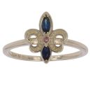 9ct Yellow and Rose Gold 0.01ct Diamond and Bohemia Blue Sapphire Clogau Ring