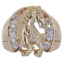 14ct Yellow and White Gold Cubic Zirconia Horseshoe Ring