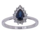 18ct White Gold 0.15ct Diamond and Sapphire Cluster Ring