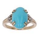 9ct Yellow Gold Turquoise and Cubic Zirconia Ring