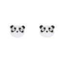 Silver Enamelled Panda Stud Earrings