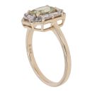 9ct Yellow Gold Green Gemstone and Cubic Zirconia Cluster Ring