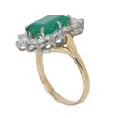 18ct Yellow Gold 1.50ct Brilliant Cut Diamond and Emerald Cluster Ring