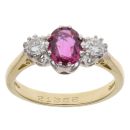 18ct Yellow Gold 0.33ct Brilliant Cut Diamond and Ruby Trilogy Ring