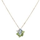 9ct Yellow Gold 0.02ct Diamond, Peridot, Aquamarine and Morganite Cluster Pendant and Chain 18"