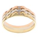 18ct Yellow White and Rose Gold Three Stone Ring