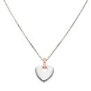 Silver and Rose Gold Cariad Heart Clogau Pendant and Chain 18"