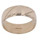 9ct Yellow Gold Patterned Wedding Band 8.1mm