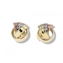 9ct Yellow, White And Rose Gold Knot Stud Earrings