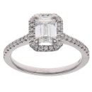 Platinum 1.29ct Emerald and Brilliant Cut Lab Grown Diamond Cluster Ring