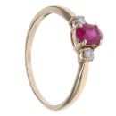 9ct Yellow Gold 0.10ct Diamond and Ruby Three Stone Ring