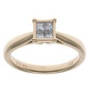 9ct Yellow Gold 0.25ct Princess Cut Diamond Cluster Ring