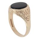 9ct Yellow Gold Onyx Patterned Signet Ring